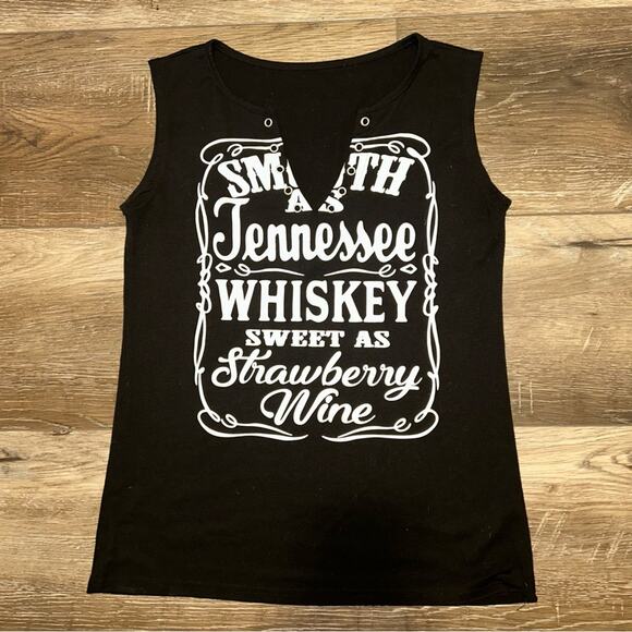 Women’s whisky tank top, size small, black top, muscle tee - Picture 1 of 6